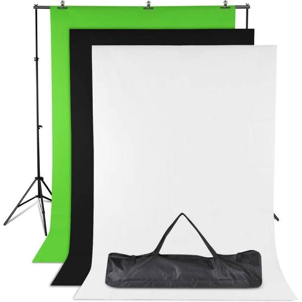 FOTOSTUDIO ACHTERGROND SET VAN 3 KLEUREN ZWART WIT EN GROEN