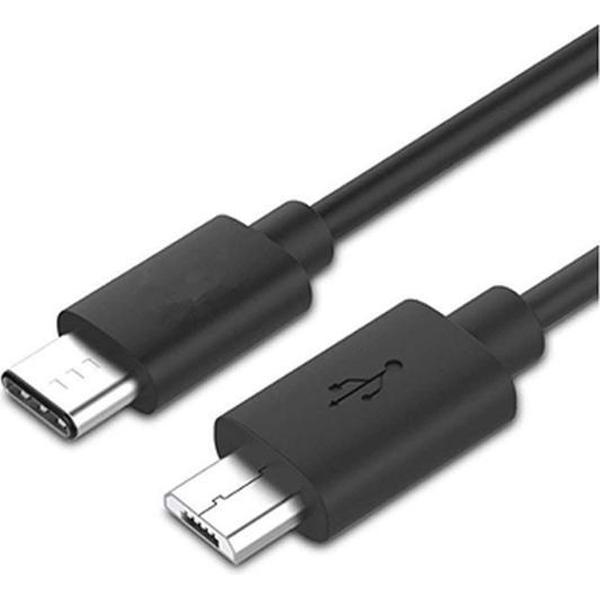 50CAL OTG kabel 30cm micro-USB >> USB-C (Android) stroom, data en video