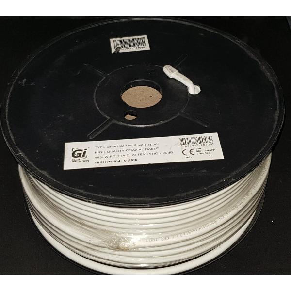 GI Galaxy Innovations 48% Wire Braide High Quality COAX Cable RG6U-100meter on wheel.