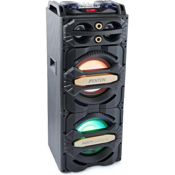 Party speaker - Fenton LIVE2101 actieve speaker 800W met o.a. Bluetooth, mp3 speler, disco LED's en twee microfooningangen dus ook geschikt voor karaoke!