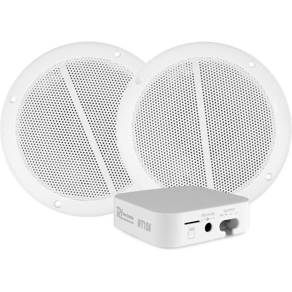 Audio streamer set - Power Dynamics WT10SET WiFi audio streamer / netwerkspeler met versterker en 2 vochtbestendige plafondluidsprekers - Complete set - Perfect voor badkamer, overkapping, etc.