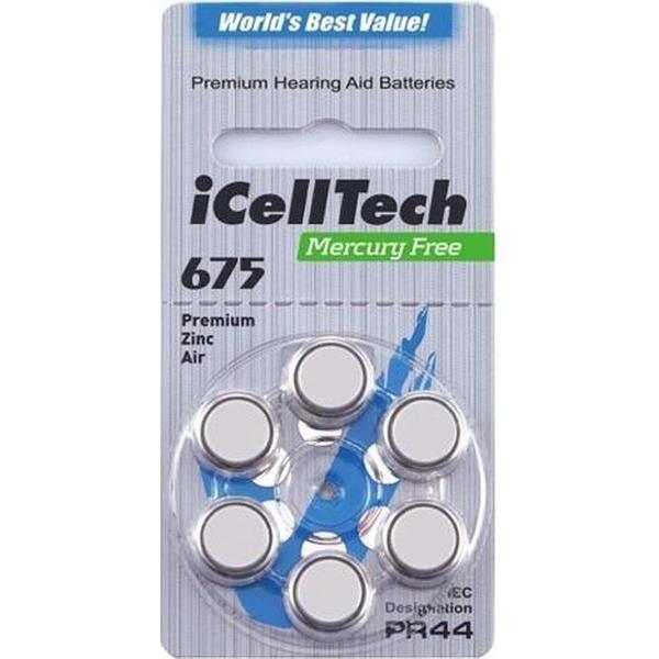 I CELL TECH MERCURY FREE 675 | hoortoestel batterij p675 | Blauwe sticker | grootste hoortoestel batterij | gehoorapparaat