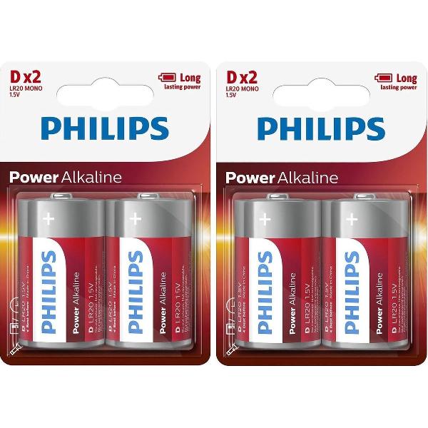Philips LR20 D Powerlife batterijen 4x stuks - grote batterijen - long lasting
