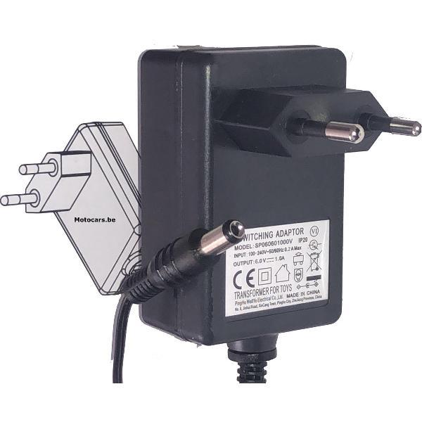 Oplader / Adapter 6V voor elektrische kinderauto, kinderscooter, kinderquad (alle accuvoertuigen)