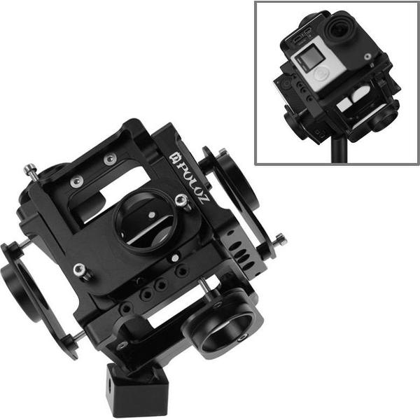 PULUZ 6 in 1 CNC Aluminium behuizing Shell beschermende kooi met schroef voor GoPro HERO4 / 3 + (zwart)