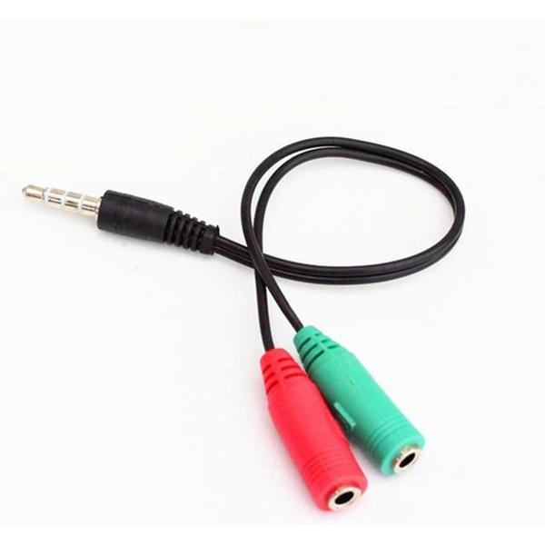 Garpex® Audio AUX Splitter - Kabel voor Koptelefoon en Microfoon – 20 cm - 1x Jack Male to 2x Jack Female 3.5mm – Laptop Tablet PC Smartphone