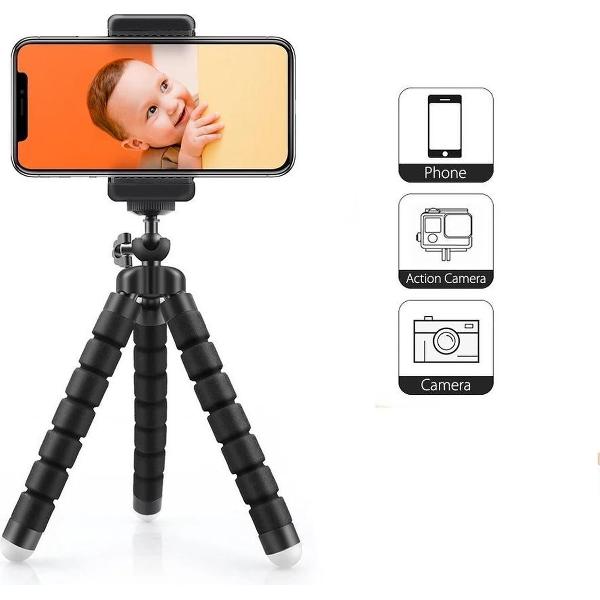 Tripod - Mini Telefoonhouder - Smartphone & Camera - Octopus - Android & IOS – Zwart