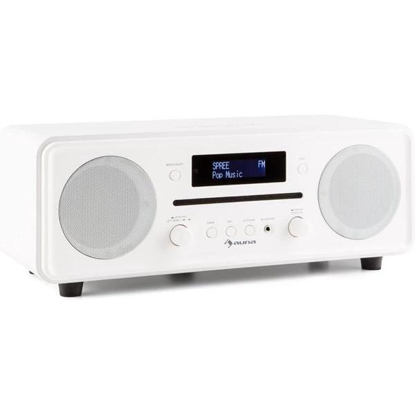 Melodia CD DAB+/UKW Desktop Radio CD-speler Bluetooth Alarm Snooze Wit