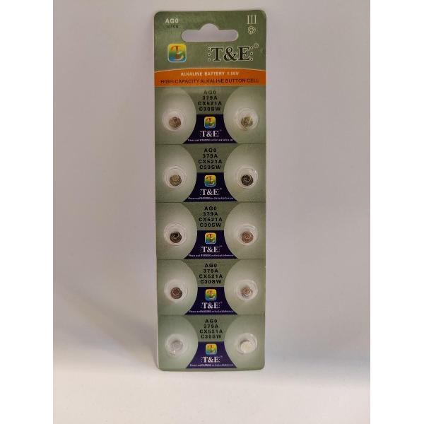 Strip 10 Stuks - AG8 Batterijen Ook bekend als: AG8, LR55, LR1120, 191, GP91A, 381, 391, SR55, SR1120SW, SR1120W, D381, D391, 533, SR1120, SR1121, 280-27, 280-30, 391A, 391B, 55