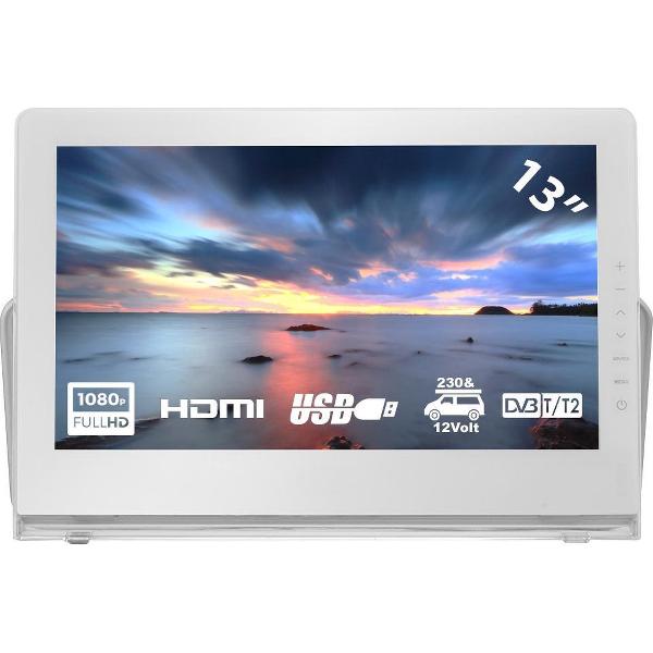 HKC P13H6 - Portable mini televisie - Oplaadbaar - 13 inch - Wit
