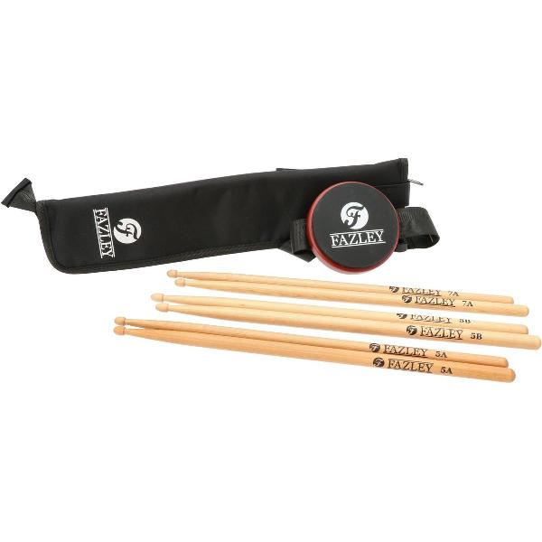 Fazley Stix Starterpack 3x drumstokken + stokkentas + oefenpad