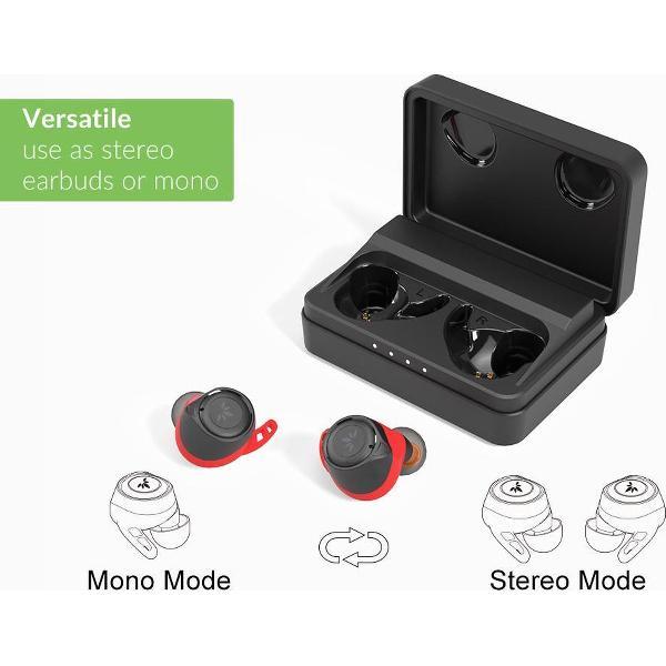 Avantree - TWS106 120 uur IPX7 Waterbestendig Sport True Wirelss Bluetooth 5.0-oordopjes voor hardlopen, aptX HiFi-muziekhoofdtelefoon met microfoon, Secure Fit-oortelefoon met oorvin voor gymtraining