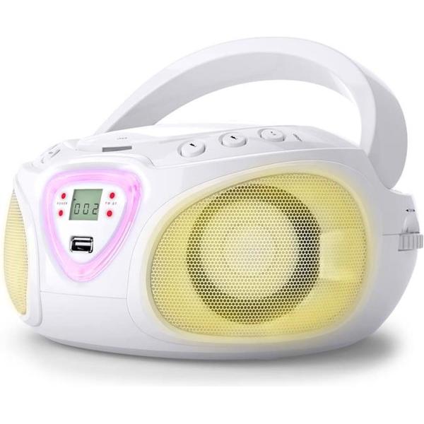 auna Roadie Boombox CD speler - USB / MP3 - AM/FM Radio - Bluetooth 2.1 - LED-Kleurenspel - uittrekbare antenne - 2 geïntegreerde luidsprekers