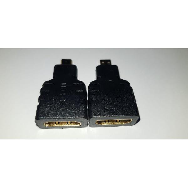 Micro HDMI male naar HDMI Female adapter connector | verguld goud | Zwart