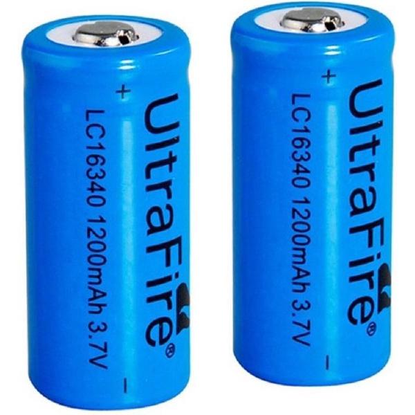 TR Deals ® 2x Ultrafire 16340 - 1200 mah 3.7 Volt oplaadbare batterij - Geschikt voor zaklampen, videodeurbel, laserpennen en meer!