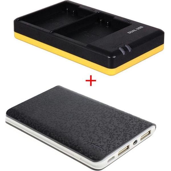 Huismerk Powerpakket Deluxe: EN-EL15 duo oplader + 8000mAh Powerbank voor 2 Nikon accu's EN-EL15
