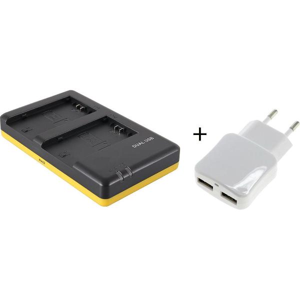 Huismerk Duo lader voor 2 camera-accu's Sony NP-FZ100 + handige 2 poorts USB 230V adapter