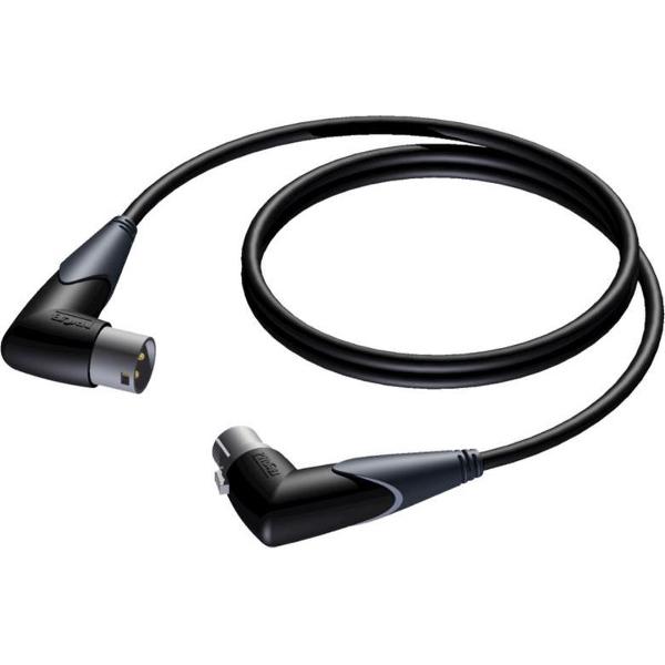 Procab CLA904 gebalanceerde XLR mannelijk - XLR vrouwelijk kabel met haakse connectoren - 10 meter