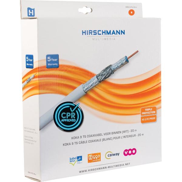 Hirschmann KOKA 9 Eca 4G/LTE proof coaxkabel in doos voor binnen / wit - 20 meter