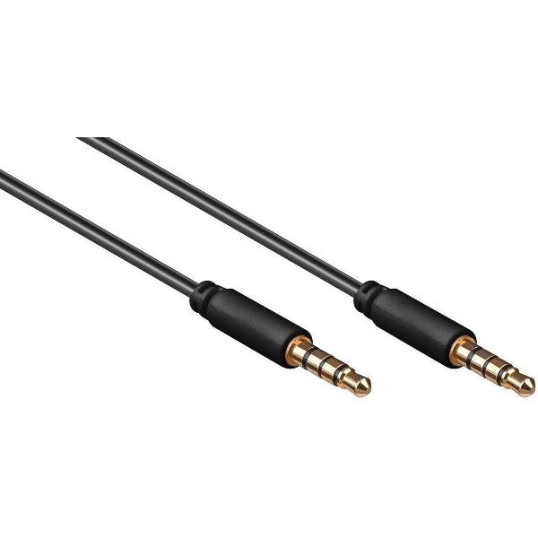 Goobay 3,5mm Jack 4-polig audio slim kabel AWG28 / zwart - 0,50 meter