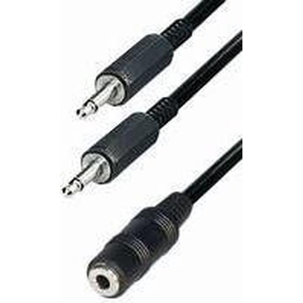 Transmedia 2x 3,5mm Jack (m) mono - 3,5mm Jack (v) stereo audio splitter adapter - 0,20 meter