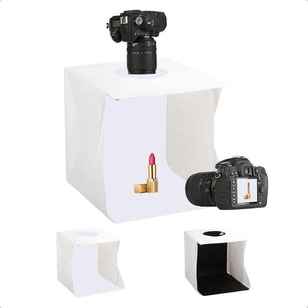 Opvouwbare Mini Fotostudio - 40 cm - Pora - Lightbox - Fotografie - Fotobox - 2 Kleuren Achtergrond + Tripod en Reflectiebord