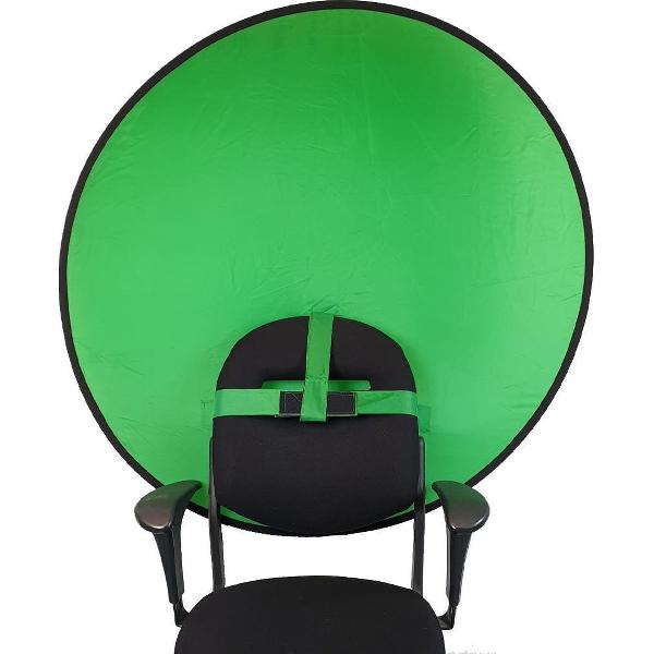 FLEXO green screen | 110 CM | Rond achtergrond doek voor op je stoel | Opvouwbaar scherm | Streaming & meetings
