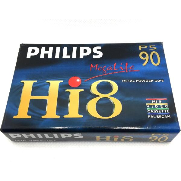Philips Hi8 P5-90 metal powder video tape cassette.