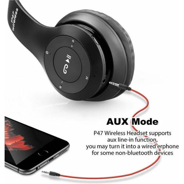 Bovadi® P47 Bluetooth koptelefoon Draadloze headset Wireless Headphones Zwart