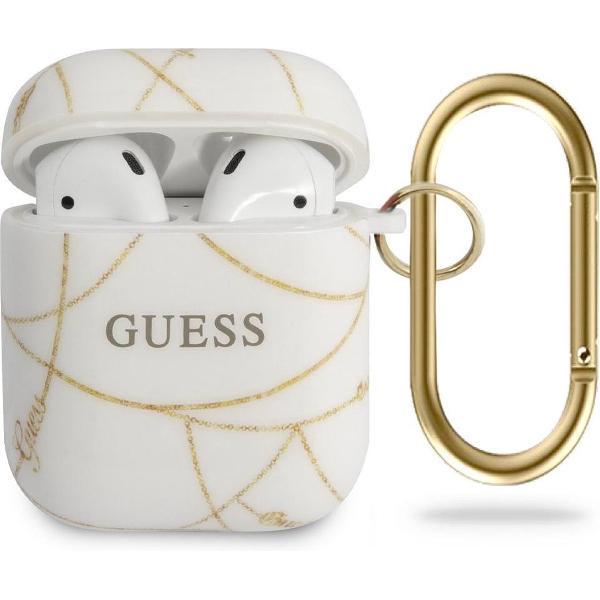 GUESS AirPods 1 & 2 Hoesje - Gold Chain Collection - Wit