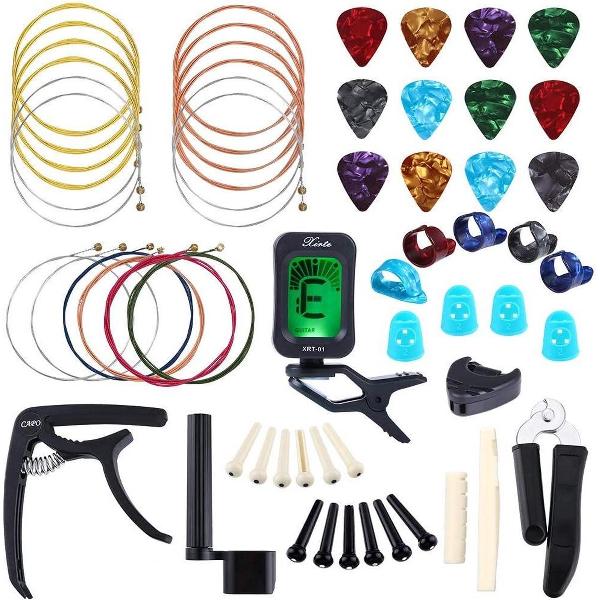 Gitaar accessoires - plectrum - capo - stemapparaat - complete alles in 1 set - gitaar accessoiresset