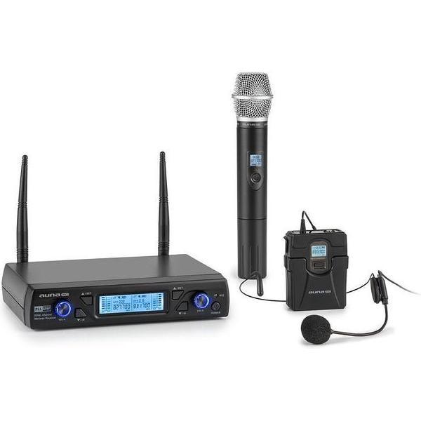 auna Pro UHF200C-2B 2-kanaals UHF-draadloze microfoonset receiver 2x zender/headset