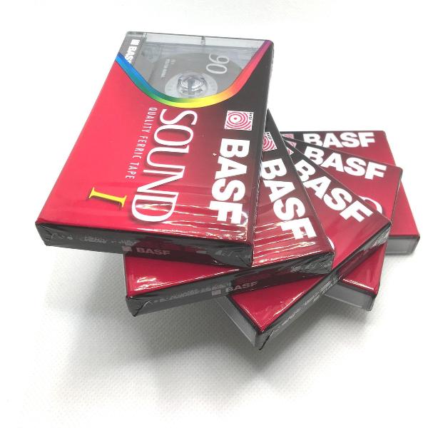 5 x Audio Cassette Tape BASF 90 SOUND I qwality ferric tape - Uiterst geschikt voor alle opnamedoeleinden / Sealed Blanco Cassettebandje / Cassettedeck.