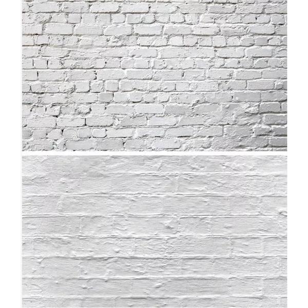 PVC achtergrond voor fotografie - Bakstenen - Wit en lichtgrijs - Dubbelzijdig - Food en product fotografie - Waterproof - 58 x 86 cm