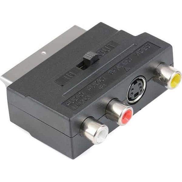 Scart mannelijk naar vrouwelijk met samengestelde AV + S-video-aansluitingen (zwart)