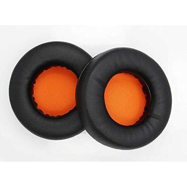 Luxe Lederen Oorkussen Set Voor Razer Kraken / Kraken Pro V1 - Vervangende Koptelefoon Earpads - Oor Kussens - Ear Pads - Oorkussens Met Noise Cancelling Memory Foam Binnenlaag - Zwart/Oranje