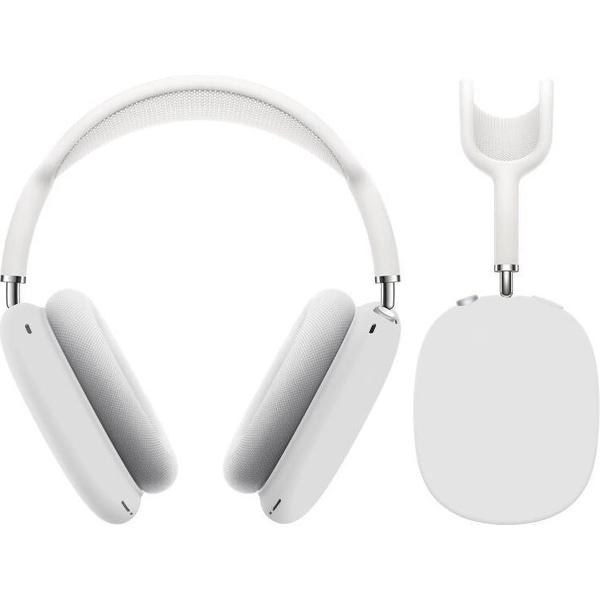 Luxe Siliconen Case Cover Set Voor Apple Airpods Max Draadloze Bluetooth Koptelefoon - Soft Case Cover Protector - Skin Shell Beschermer Hoes - Oorschelpen Bescherming - Wit