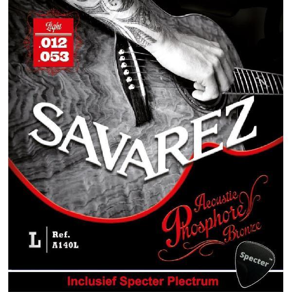 Savarez A140L Premium Gitaarsnaren Voor De Akoestische Gitaar Met Specter Plectrum | Snarenset | Akoestisch | Stalen Snaren