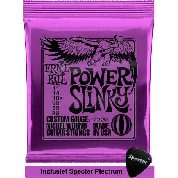 Ernie Ball 2220 Power Slinky Snaren Elektrisch Gitaar Snaren met Specter Plectrum