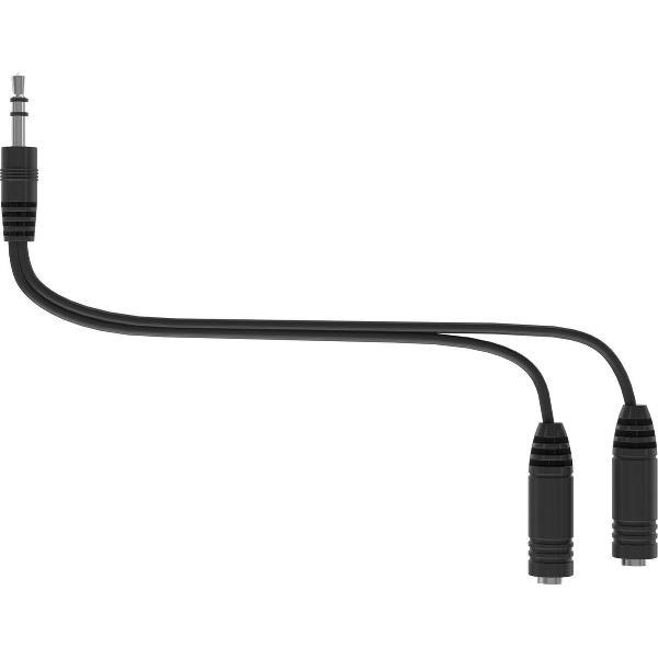 PowerLocus Splitter voor Hoofdtelefoon/Koptelefoon 3.5mm voor PS4, TV, PC, Laptop... - Zwart