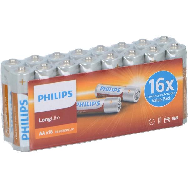 Batterijen Philips Longlife AA 16 stuks AA batterij Philips