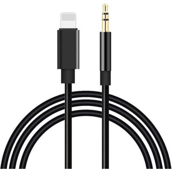 iPhone Lightning naar Headphone Jack Audio Aux Kabel - Iphone auto kabel - 3.5 mm - 1 Meter - Zwart