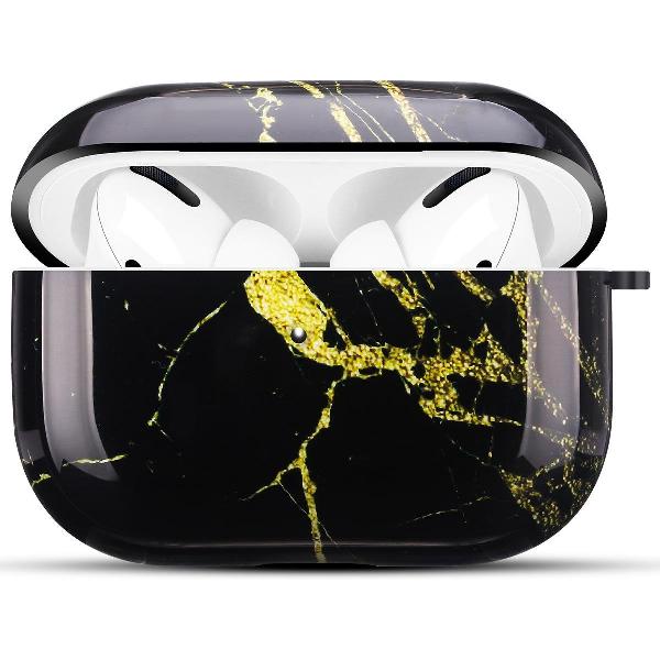 YONO AirPods Pro Hoesje - Hard Case - Met Clip - Zwart Marmer