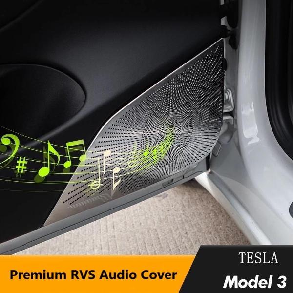 Tesla Model 3 Audio Cover Set Zilver Metallic Interieur Styling Auto Accessoires Nederland en België