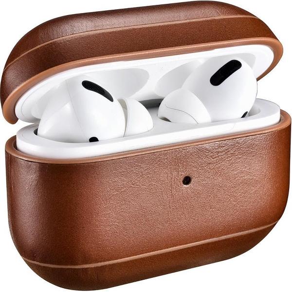 Icarer - Echt lederen cover hoes - AirPods Pro - Donkerbruin