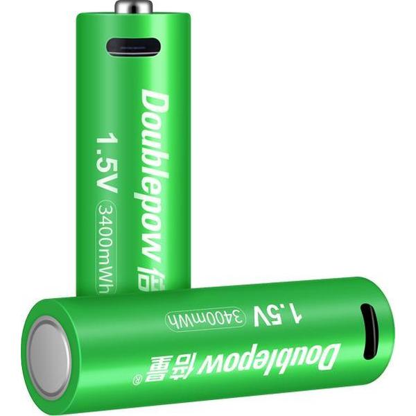 MaxiQualis USB Oplaadbare Li-ion Batterij 3400mWh | AA Batterijen | Ideaal voor Gaming Controllers en tado° Slimme Radiatorknop| Oplaadbaar via USB | 2 Stuks