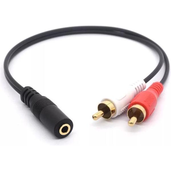 Jack 3.5mm Stereo Female naar 2x Tulp Male kabel - Vrouwelijke Jack naar 2x RCA Man - Stereo Kabel - Adapter