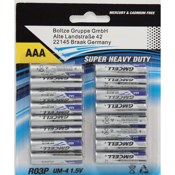 Set van 16x AAA Super heavy duty batterijen 1.5 V - R03P UM-4 - Batterijen pack