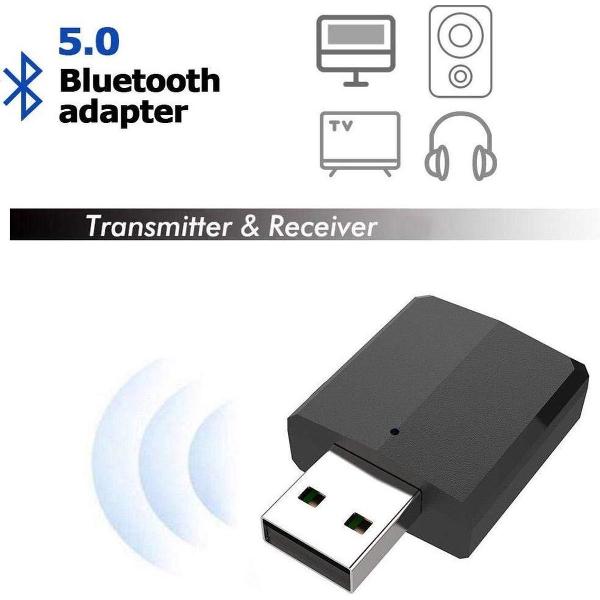 DrPhone StreamX4 Bluetooth 5.0 - Transmitter RX/TX Lip Synchroom - Wireless ontvanger / Zender / Receiver voor TV / PC / Auto - Zwart