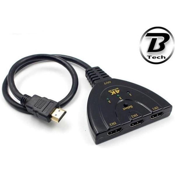 Blacktech - HDMI Switch - HDMI Splitter - Computer beeldscherm -Voor alle apparaten BESCHIKBAAR! - Gaming beeldscherm - Resolutie tot wel 1080P / 4K - 3 Input ingangen - 50 cm - kleur : Zwart - KOOP ER 5 STUKS EN KRIJG 1 GRATIS MEE!